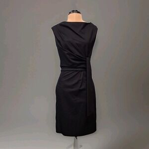 Diane von Furstenberg‎ Amara Dress Womens Size 4 Navy Sash Gathered Side Zip